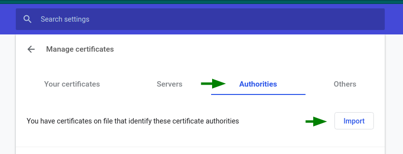 Chrome Authority tab menu screenshot