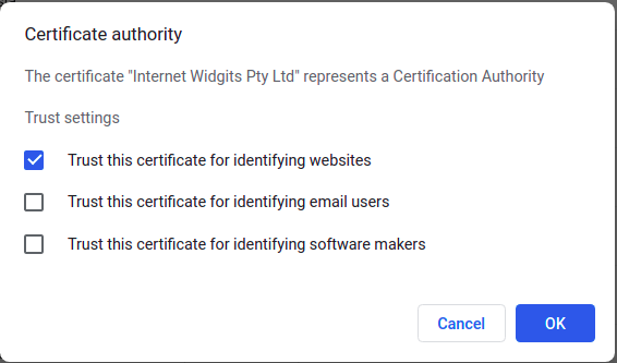 Chrome Trust this certificate screenshot